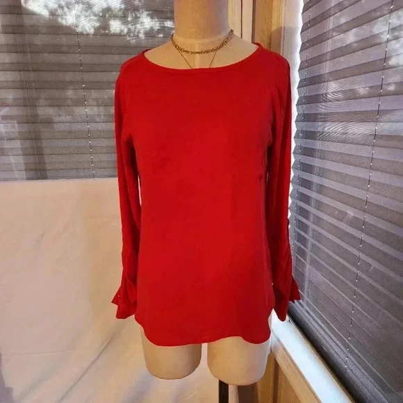 LOFT ladies Red Blouse long Sleeve Size XS - Picture 1 of 3